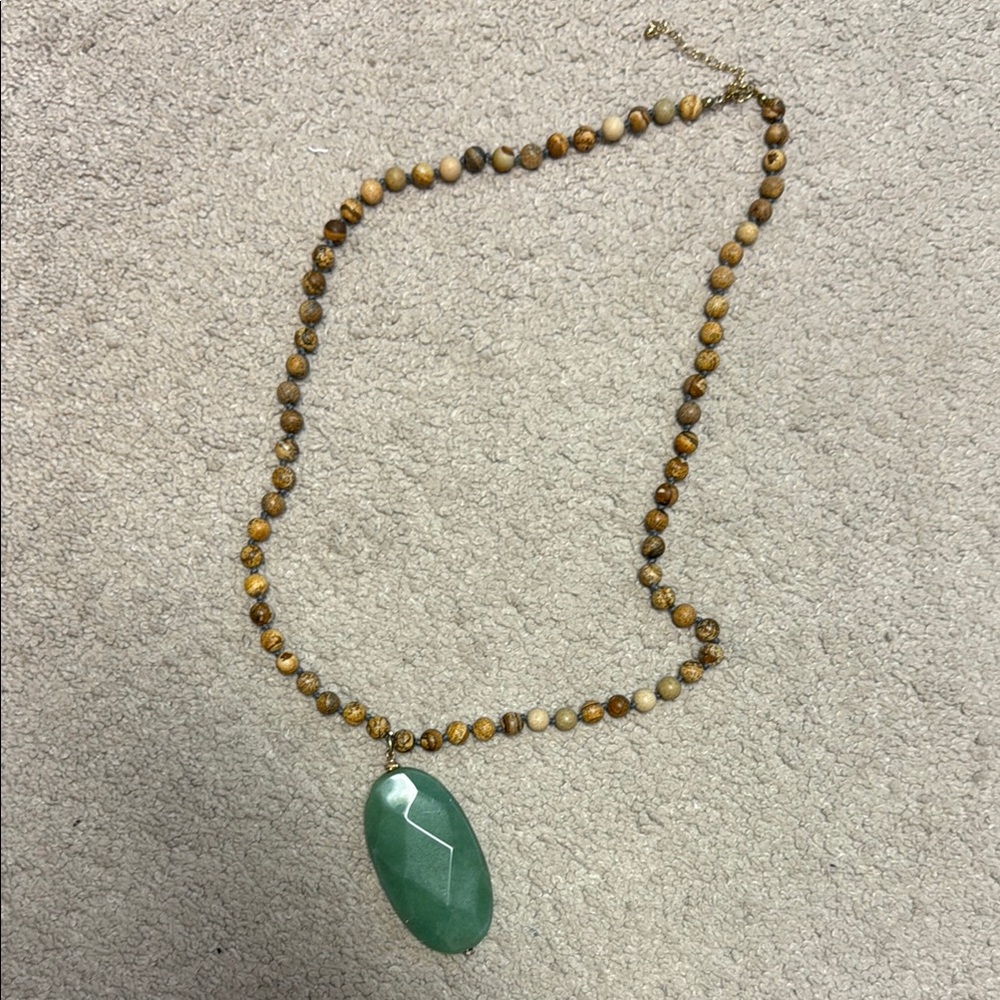 Green and Brown Beaded Necklace